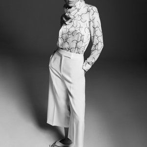 ZARA satin effect blouse scarf collar